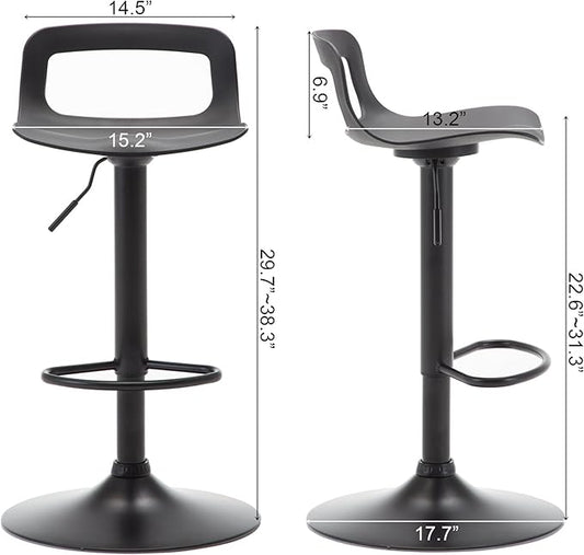 NOBPEINT NOB Contemporary Chrome Air Lift Adjustable Swivel Bar Stool (6 Pieces, Black)