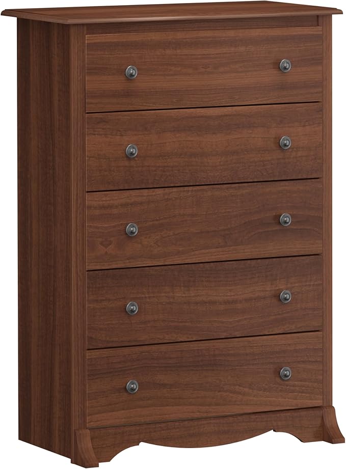 Prepac Sonoma Traditional 5-Drawer Tall Dresser for Bedroom, Functional Bedroom Dresser Chest of Drawers 17.75" D x 31.5" W x 44.75" H, Cherry
