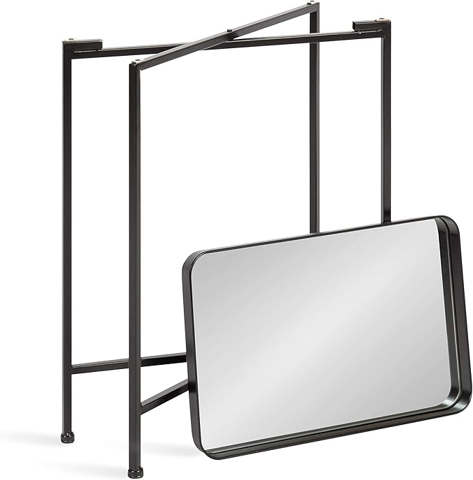 Kate and Laurel Celia Modern Side Table, 18 x 12 x 26, Black, Foldable Rectangular End Table for Storage and Display