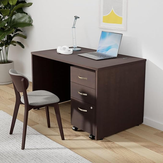 Bush Business Furniture Series C Elite 48W x 30D Desk Shell with 3 Drawer File in Mocha Cherry