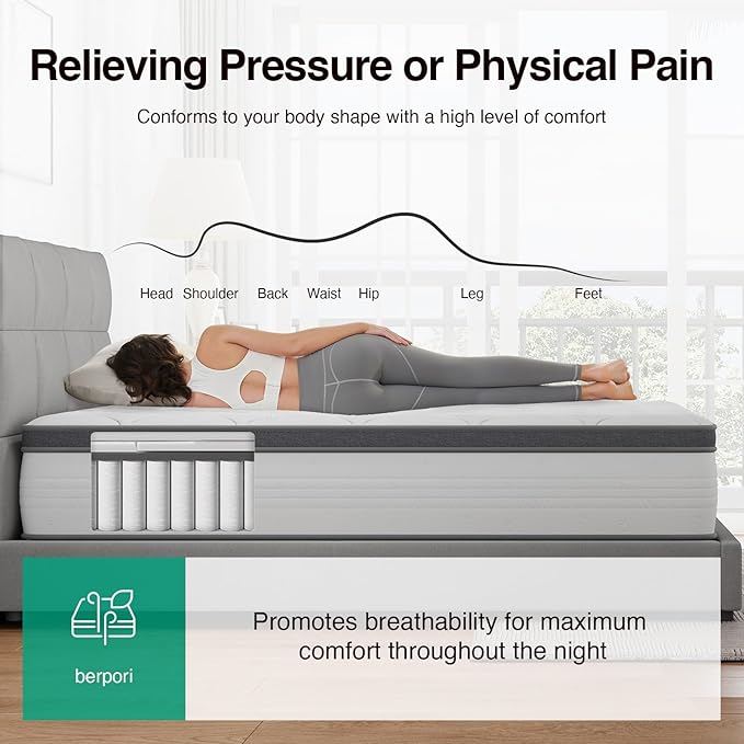 Novilla King Size Mattress 14 Inch, Hybrid Mattress in a Box Combine Innerspring and Comfort Foam Layer for Motion Isolation,Supportive & Pressure Relief, CertiPUR-US
