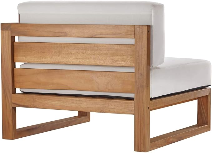Modway EEI-4253-NAT-WHI-SET Upland Patio Teak Wood 4-Piece Sectional Sofa Set, Natural White