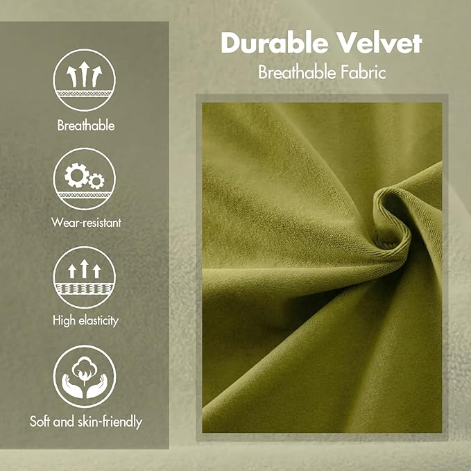 Green and Gold Modern Dining Chairs Set of 4, Velvet Upholstered Barrel Armchairs with Metal Legs for Kitchen Island, Mid Century Accent Chairs for Dining Room Living Room, Open-Back