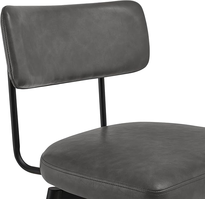 Watson & Whitely Swivel Counter Height Bar Stool Chairs Set of 2, 27.4" Faux Leather Upholstered Counter Stools with Back and Metal Frame, Grey