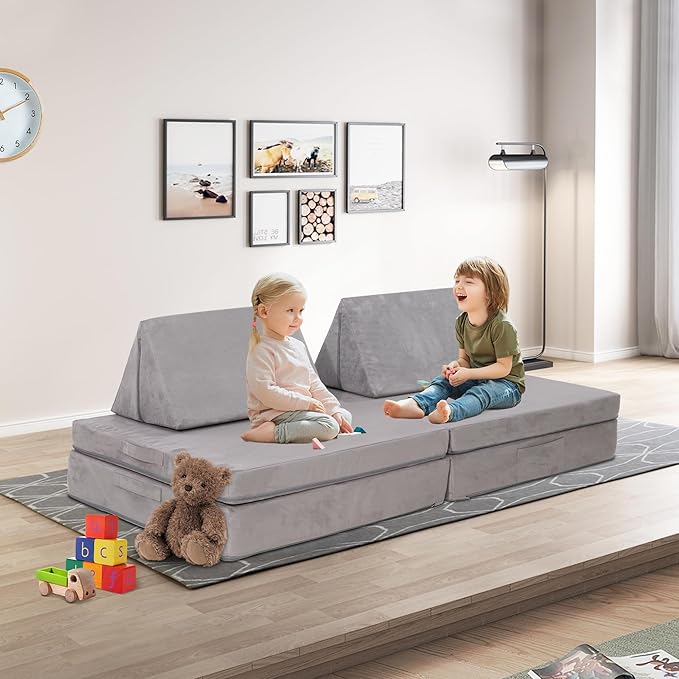Ulax furniture Kids & Toddler Play Couch - Convertible Folding Sofa with Durable Foam, Modular Design for Versatile Play & Relaxation