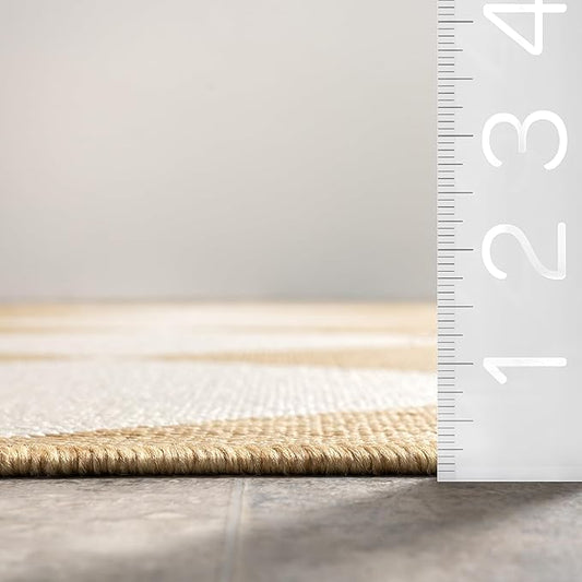 nuLOOM 5' x 8' Outdoor Performance Area Rug, Stain Resistant, Weather Resistant, High Traffic, Patio, Balcony, Outside, Sabina Tan
