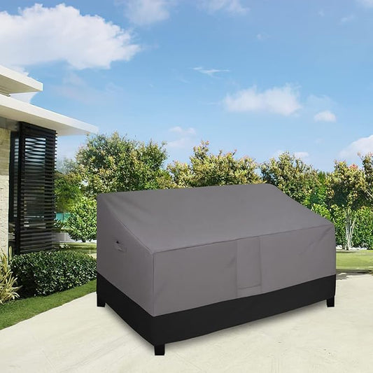 Easy-Going Waterproof Outdoor Couch Cover, Heavy Duty 3-Seater Patio Sofa Cover, Windproof Outdoor Furniture Cover with Air Vent (88Wx32.5Dx33H inch,Gray/Black