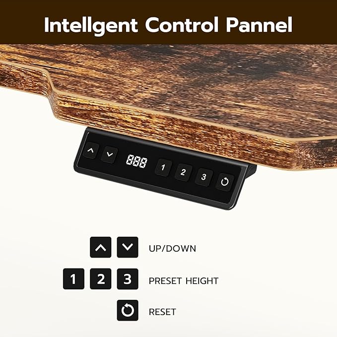 59 Inch L Shaped Standing Desk Adjustable Height, Electric Corner Standing Desk, Sit Stand Computer Table with Reversiable Splice Board, Rustic Brown
