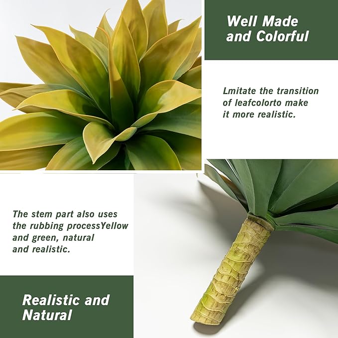 Artificial Plants Outdoor Faux Plant,Artificial Agave Faux Hostas Outdoor Uv Resistant Artificial Plants Indoor Fake Plant Artificial Agave Plant Indoor(2pcs, 28") Yellow