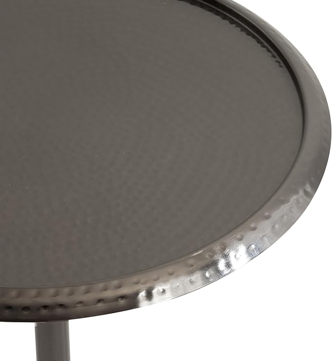 Kate and Laurel Sanzo Modern Pedestal Side Table; 15 x 15 x 24; Gray Gunmetal; Decorative End Table with Hammered Tabletop for Use as a Bedroom Nightstand or Living Room Accent Table