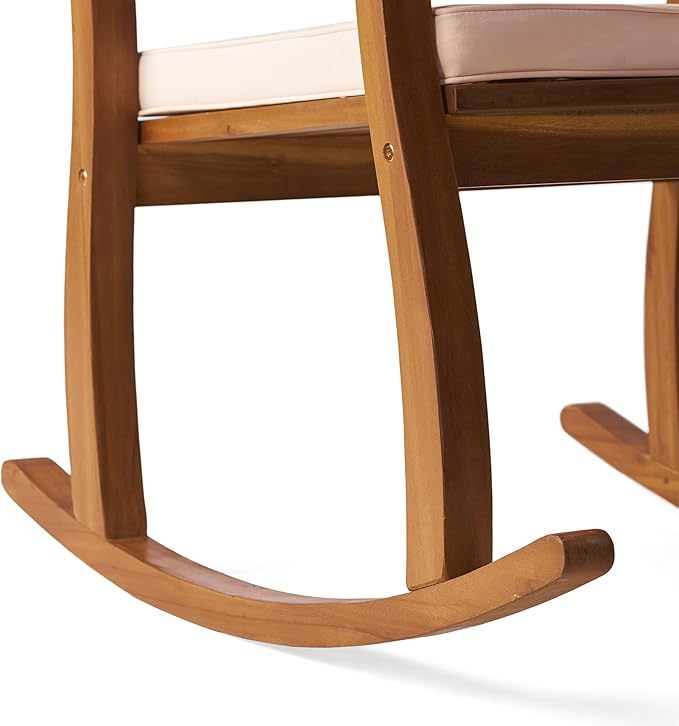 Christopher Knight Home Selma Acacia Rocking Chair with Cushion, Teak Finish