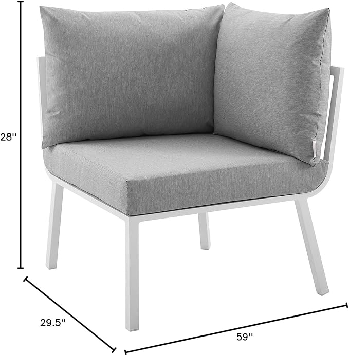 Modway Riverside Outdoor Furniture, 2-Piece Set, White Gray