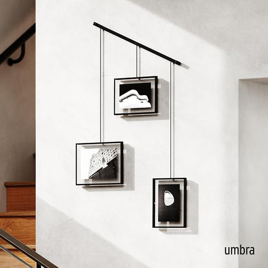 Umbra Exhibit Picture Frame Gallery Set Adjustable Collage Display for 5 Photos, Prints, Artwork & More (Holds Two 4 x 6 inch and Three 5 x 7 inch Images), Black