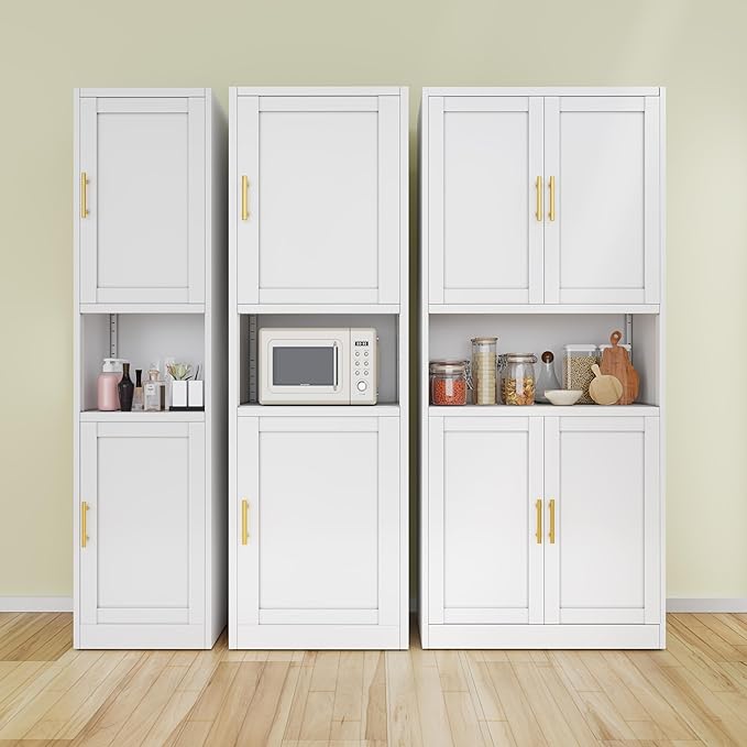 Tall Narrow Storage Cabinet 66.93" H Tall Bathroom Cabinet Metal Pantry Cabinets, 4 Adjustable Shelves for Kitchen, Home Office, Living Room, Dinning Room (20 inches Wide White)