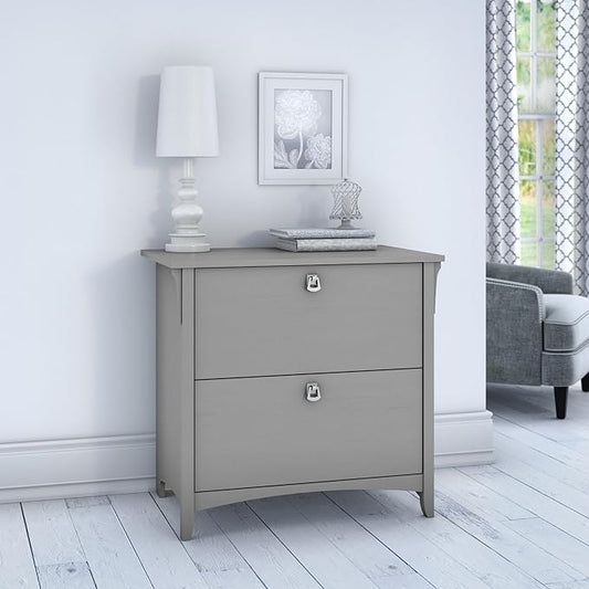 Bush Furniture Salinas 2 Drawer Lateral File Cabinet in Cape Cod Gray, Home Office Storage Solution, Organizer with Drawers for Workspace, Filing Unit