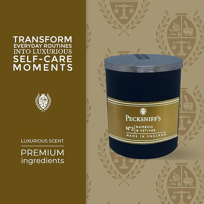 Pecksniffs Bamboo & Vetiver Scented Candle | 1 Wick, 100g/3.5oz