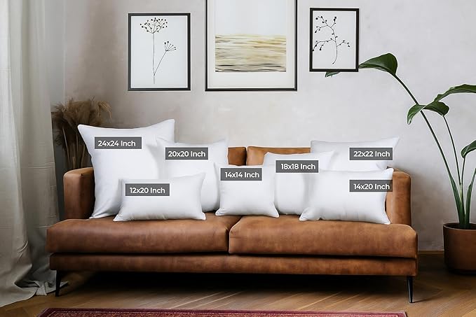Utopia Bedding Throw Pillows (Set of 4, White), 24 x 24 Inches Pillows for Sofa, Bed and Couch Decorative Stuffer Pillows