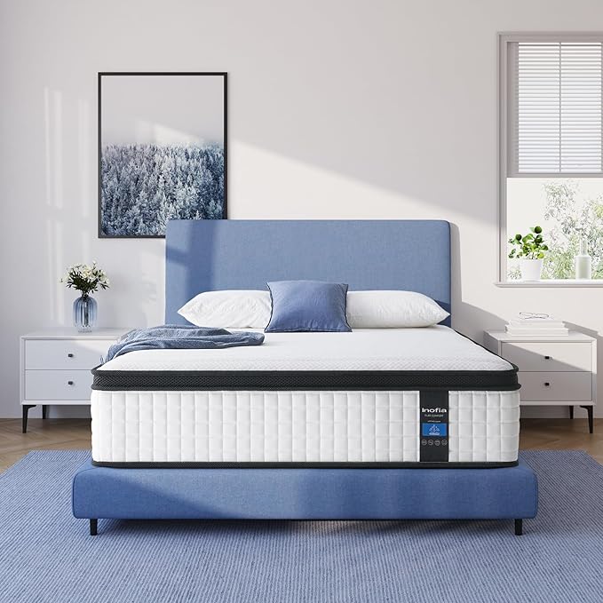 Inofia King Size Mattress, 14 inch Hybrid King Mattress in A Box,Ultra Comfort Memory Foam Layer, Medium Feels, Cooling Breathable Cover,Low Motion Transfer Supports for Any Sleep Position