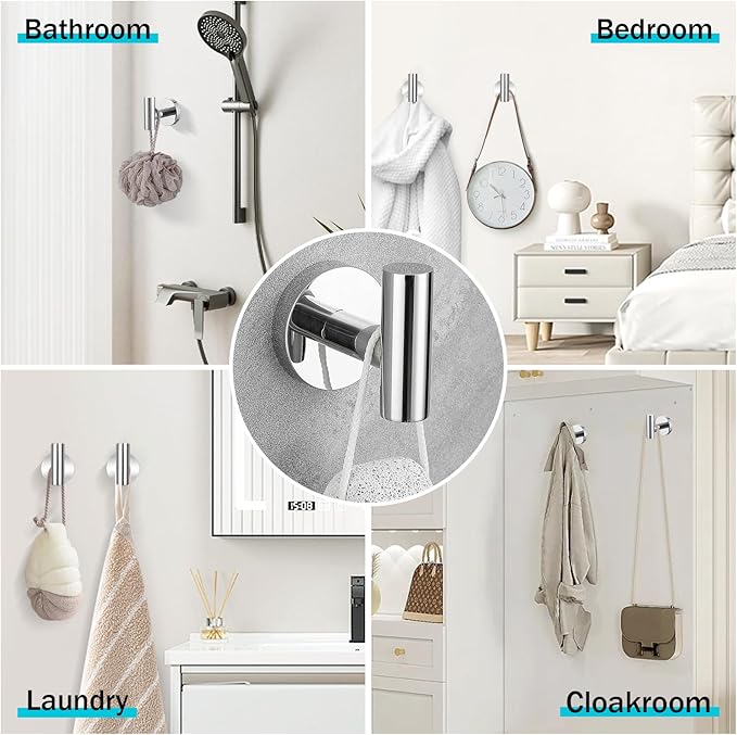 Chrome Bathroom Hardware Set, 4 Pieces Towel Bar Towel Holder Set Includes Towel Bar, Toilet Paper Holder,Towel Ring and Towel Hook Wall Mount Bathroom Accessories Towel Racks for Bathroom