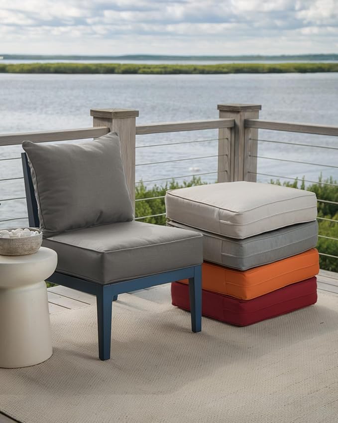 Luxury 24x24x6 Inch Outdoor Cushions for 5 Peice Patio Furniture Set - Set of 5 Water-Resistant Pillow for Dining Rocking Swivel Chairs Loveseat Couch Sectional Sofa - Grey