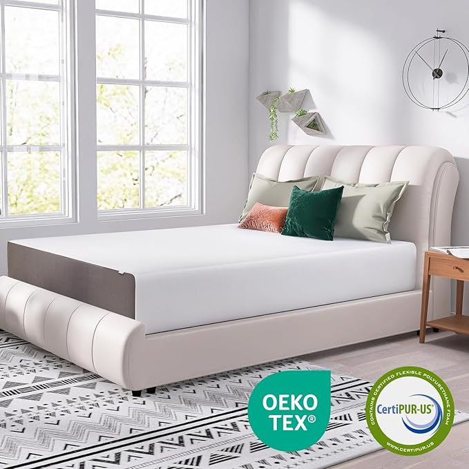 Amazon Basics Memory Foam Mattress, Medium Firm, 12 Inch, King, White/Grey, 80" L x 76" W x 12" Th