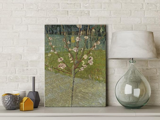 Wieco Art Almond Tree in Blossom by Van Gogh Famous Oil Paintings Reproduction Classic Canvas Prints Wall Art Abstract Flowers Pictures for Home Decor Modern Stretched and Framed Landscape Artwork