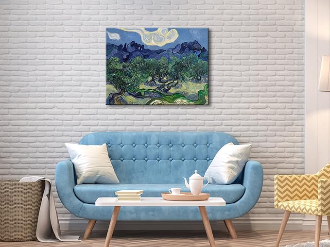 Wieco Art Olive Trees by Van Gogh Classic Abstract Oil Paintings Large Canvas Prints Wall Art Reproduction Artwork Wrapped Landscape Pictures for Living Room Bedroom Home Office Decor