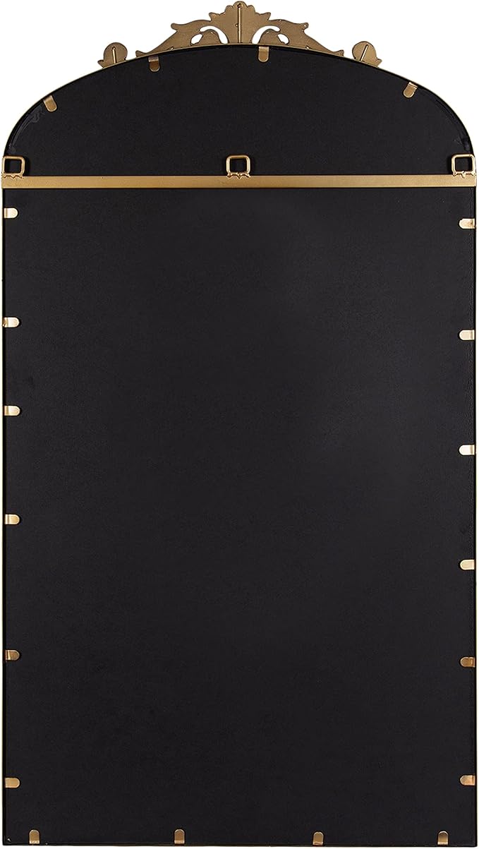 Kate and Laurel Arendahl Glam Arched Tall Panel Mirror; 24 x 42; Gold; Traditional Baroque Large Body Wall Mirror with Ornate Garland Inspired Crown
