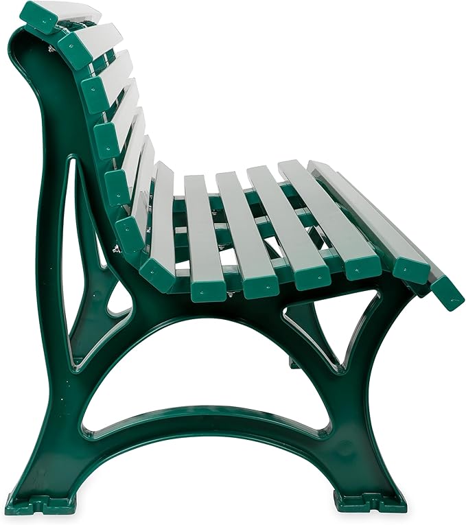 Plow & Hearth Weatherproof German PVC Outdoor Bench | 3-Seat | Holds Up to 500 lbs | Garden Patio Porch Park Deck | Steel and Resin (Green)