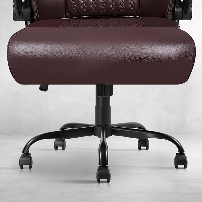 VITESSE Executive Office Chair,Heavy Duty Office Chair with Flip up Armrest,Ergonomic High Back Computer Gaming Chairs Home 400lbs, Big and Tall with Lumbar Support(Brown)