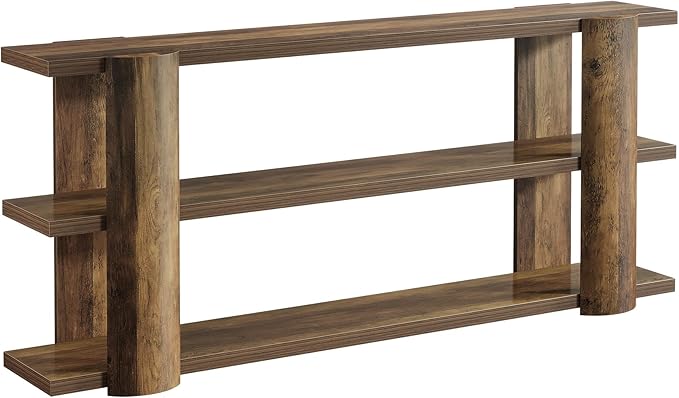 Tribesigns 70.87" Extra Long Console Table for Entryway, Narrow Wooden 3-Tier Sofa Table Behind Couch, Farmhouse Entryway Accent Table for Living Room, Hallway Foyer, Brown