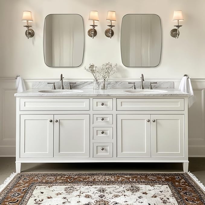 ANDY STAR Chrome Bathroom Mirror, 28x36 Inch Stainless Steel Metal Frame Oblong Bathroom Mirror for Vanity, 1’’ Deep Wall Mounted Vertically/Horizontal