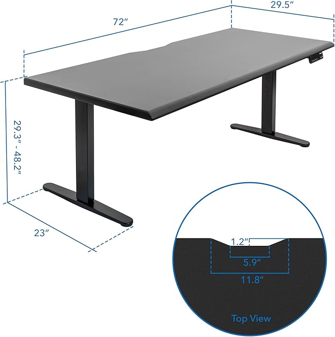 Mount-It! 72" Dual Motor Standing Desk – Large Electric Height Adjustable Executive Sit Stand Desk with Memory Presets, Black Frame & Black Top