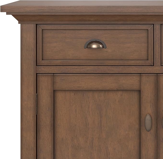SIMPLIHOME Redmond SOLID WOOD 36 inch Wide Transitional Entryway Storage Cabinet in Rustic Natural Aged Brown for the Living Room, Entryway and Family Room