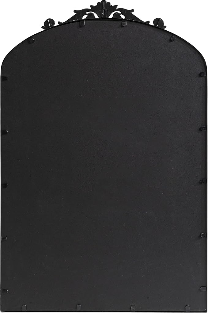 Kate and Laurel Arendahl Traditional Arch Mirror, 24 x 36, Antique Black, Baroque Inspired Wall Decor