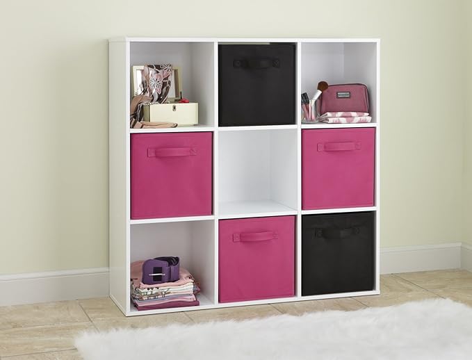ClosetMaid 9 Cube Laminated Wood Reversible Stackable Open Bookcase Display Shelf Storage Organizer for Home and Office Organization, White