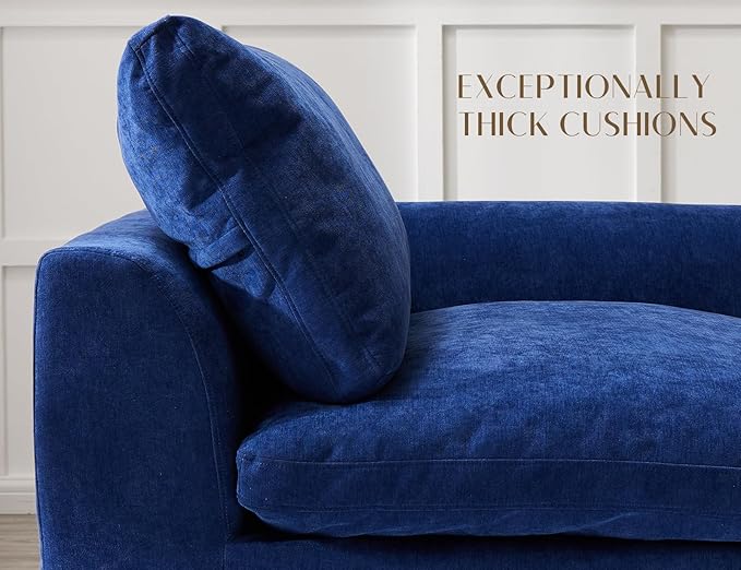 110" Cloud Sectional Couches for Living Room, Boneless L-Shape Couch with Ottoman, 3 Seater Modular Sectional Sofa, Blue