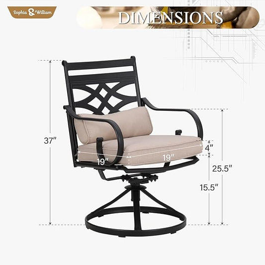 Sophia and William Patio Swivel Dining Chairs Set of 4, Outdoor Metal Armchairs, Outdoor Dining Chairs