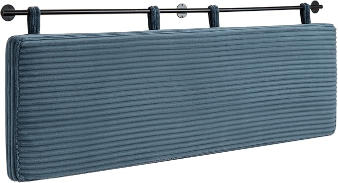 UEV King Headboard Only, Wall Mounted Hanging Upholstered Bed Head Board, Modern Vertical Channel Design of Fine Flannel, Elegant Blue Fluted Headboard for Bedroom (Lake Blue, King Size)