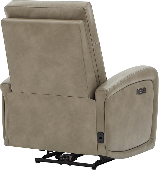 Watson & Whitely Power Recliner Chair, Zero Wall Hugger Recliners with Adjustable Headrest Type-C Charger, Faux Leather Single Sofa Chair RV Recliners for Small Space Living Room, Grey