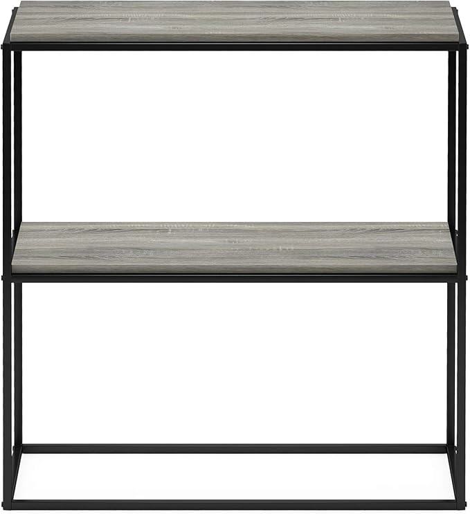 Furinno Moretti Modern Wide Stackable Metal Shelf, French Oak Grey