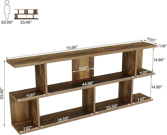 Tribesigns 71 Inches Extra Long Sofa Table Behind Couch, 3-Tier Farmhouse Console Table, Long Foyer Table with Storage for Hallway, Entryway & Living Room