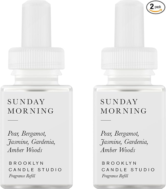 Pura & Brooklyn Candle Studio Home Scent Refill - Smart Home Air Diffuser - Up to 120-Hours of Luxury Fragrance per Refill - Home Essential - Clean & Safe Diffuser Fragrance - 2 Pack, Sunday Morning