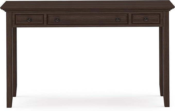 SIMPLIHOME Amherst SOLID WOOD Transitional 54 Inch Wide Desk in Farmhouse Brown, For the Office Desk, Writing Table, Workstation and Study Table