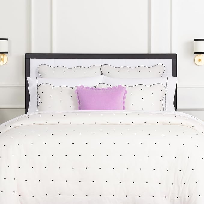 kate spade new york Scallop Edge Decorative Pillow for Bed or Sofa, Cotton Cover Throw Pillow, 18 x 18, Sea Thistle