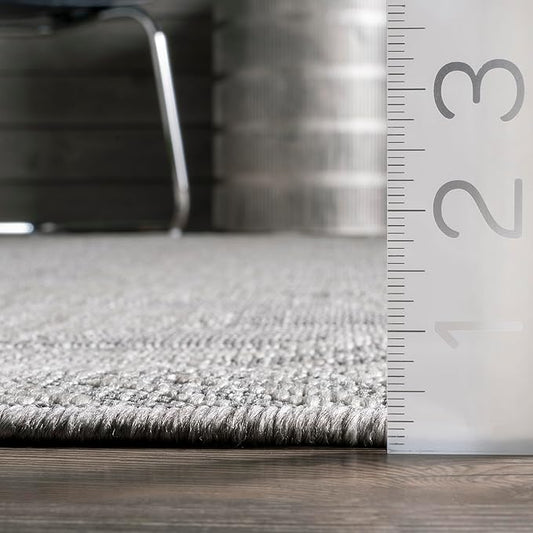 nuLOOM 9'6" x 12' Outdoor Tribal Geometric Area Rug, Stain Resistant, Weather Resistant, High Traffic, Patio, Balcony, Outside, Ranya Light Grey