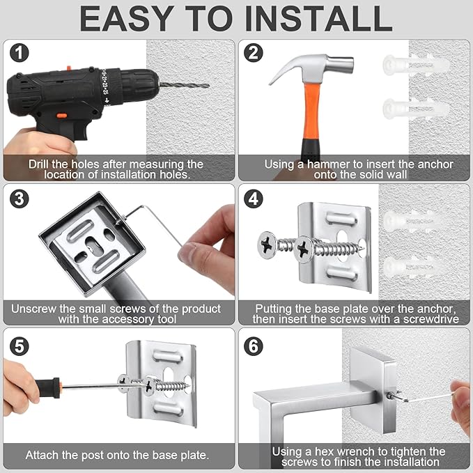 Gisafai 15 Pcs Bathroom Hardware Accessories Set 23.6 Inch Bath Towel Bar Kit Stainless Steel Bathroom Hardware Set Towel Racks Ring Hooks Paper Holder for Wall Mounted (Silver)