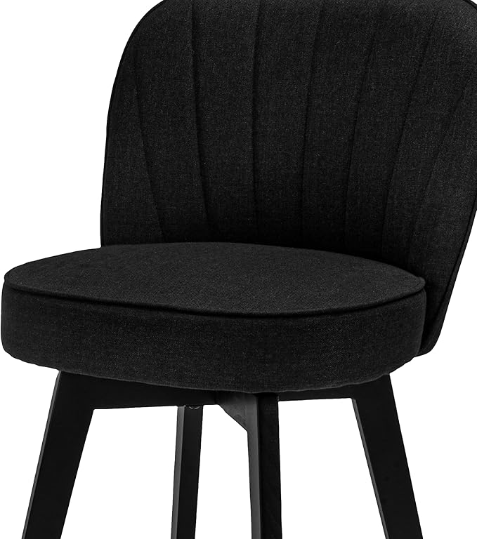 MINCETA Bar Stools Set of 2, 26 Inch Upholstered Barstools with Backrest and Footrest, Swivel Counter Height Barstools for Kitchen Island Home Bar Black
