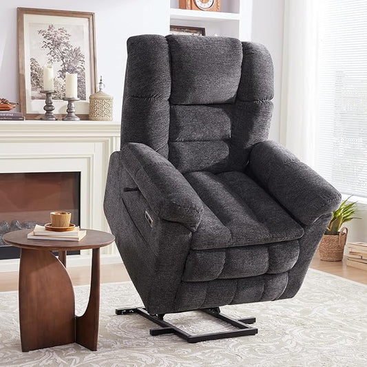 Triple Motor Power Lift Recliner Chair with Massage and Dual Heat for Elderly People, Zero Gravity Lay Flat Recliner Infinite Position, USB Ports(Grey)