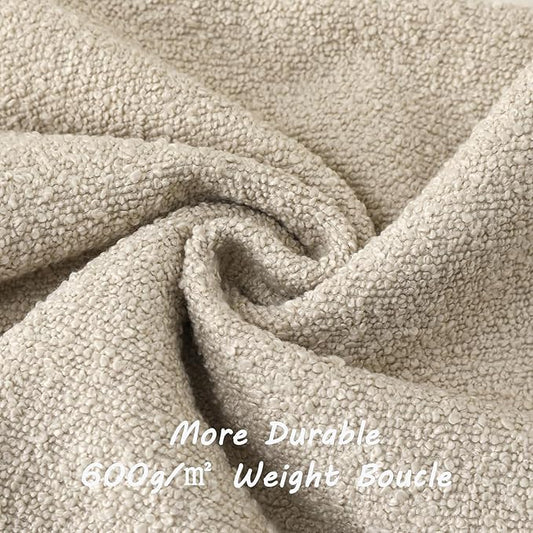 FUTEI Pack of 2 Beige Decorative Throw Pillow Covers 26x26 Inch Soft Cozy Solid Boucle Textured Euro Pillow Shams,Modern Home Decor for Couch Bed Living Room